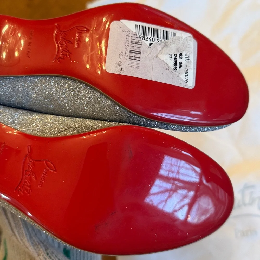 Worn 1x $545 Christian Louboutin Betsina glitter Maryjane Size 30/ US12